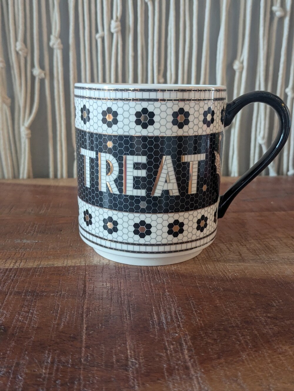 Anthropologie Halloween Mug Subway Tile Trick Or Treat New